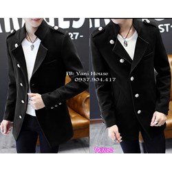 Áo khoác dạ nam cao cấp màu đen VKN12 - V295